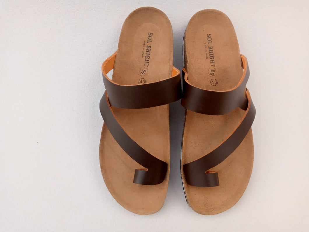 Hommes Birkenstock Sandales perlées/Pantoufles en liège-Marron foncé